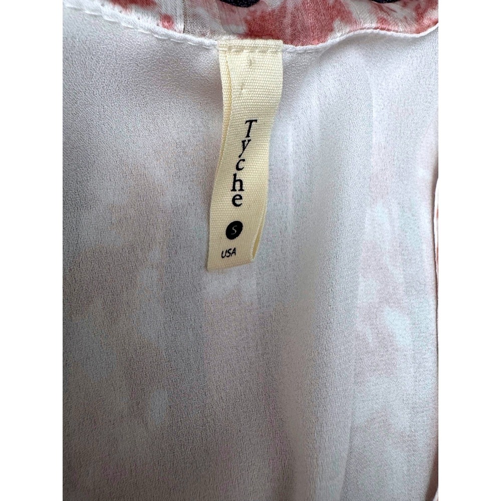 Tyche Shift Dress Tie Dye V-Neck Pink White Size Small Flutter Sleeve Mini - Picture 4 of 5